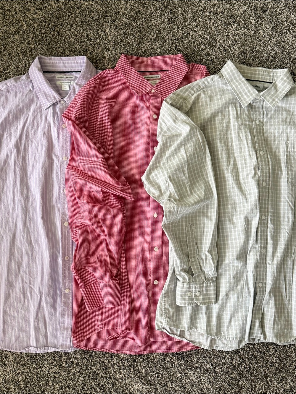 Amazon Essentials Mens Dress Shirt Bundle Lot 3 XXL Long Sleeve Button Down
